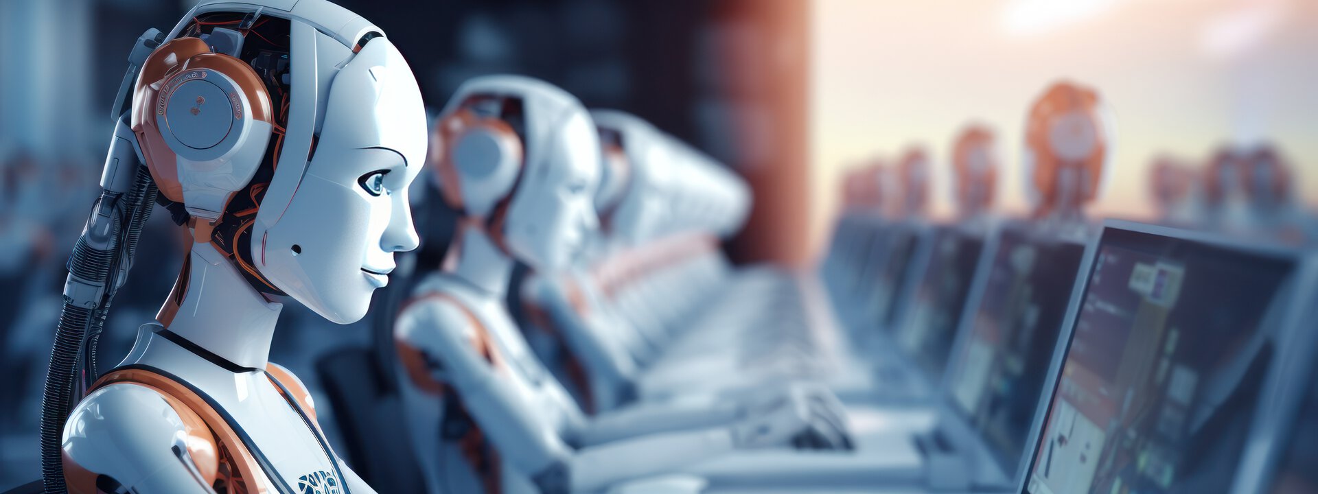 Der Autopilot für Ihr Geld ist Vogel Pay Roboter arbeiten an Laptops