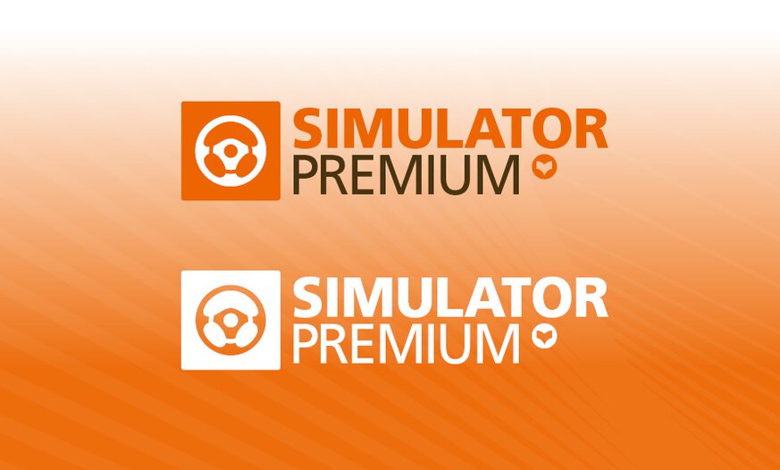 Abbildung des farbigen und des weißen Simulator PREMIUM Logos